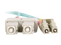 C2G LC-SC 10Gb 50/125 OM3 Duplex Multimode PVC Fiber Optic Cable (LSZH) - Nettverkskabel - SC flermodus (hann) til LC multimodus (hann) - 10 m - 10 m - fiberoptisk - dupleks - 50 / 125 mikroner - OM3 - halogenfri - akvamarin 85536