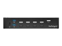 StarTech.com 4 Port DisplayPort KVM Switch - DP KVM Switch with Audio and Built-in USB 3.0 Hub for Peripherals - 4K 30Hz (SV431DPU3A2) - KVM / lyd / USB-svitsj - 4 x KVM/lyd/USB + 3 x SuperSpeed USB - 1 lokalbruker - rackmonterbar - AC 120/230 V / DC 9 - 12 V - for P/N: SV431RACK SV431DPU3A2