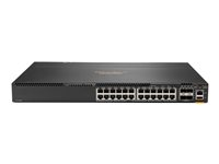 HPE Aruba 6300M - Switch - L3 - Styrt - 24 x 10/100/1000 + 4 x 1 Gigabit / 10 Gigabit / 25 Gigabit / 50 Gigabit SFP56 (opplink / stabling) - front og side til bakside - rackmonterbar JL664A