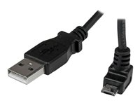 StarTech.com 2m Micro USB Cable Cord - A to Up Angle Micro B - Up Angled Micro USB Cable - 1x USB A (M), 1x USB Micro B (M) - Black (USBAUB2MU) - USB-kabel - Micro-USB type B (hann) til USB (hann) - USB 2.0 - 2 m - formstøpt, 90° kontakt - svart USBAUB2MU