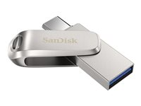 SanDisk Ultra Dual Drive Luxe - USB-flashstasjon - 128 GB - USB 3.1 Gen 1 / USB-C - sølv SDDDC4-128G-G46