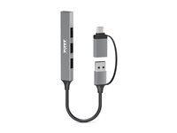 PORT Connect - Hub - USB-C/USB-A, slim - 3 x USB 2.0 + 1 x SuperSpeed USB - stasjonær 900160
