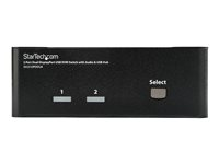 StarTech.com Dual Monitor DisplayPort KVM Switch - 2 Port - USB 2.0 Hub - Audio and Microphone - DP KVM Switch (SV231DPDDUA) - KVM / lydsvitsj - 2 x KVM/lyd - 1 lokalbruker - stasjonær - for P/N: IM12D1500P, SVA12M2NEUA, SVA12M5NA SV231DPDDUA
